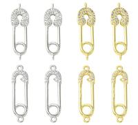 UR URLIFEHALL 8 piezas de 4 estilos de pines de seguridad de latón con circonita cúbica con doble agujero para hacer joyas, pulseras, collares