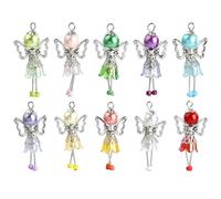 UR URLIFEHALL Abalorio de ángel de la guarda con cuentas coloridas con alas de hada para hacer joyas, manualidades, llaveros, fiestas, decoración del hogar