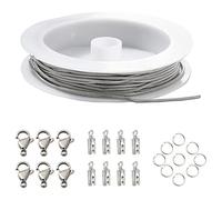 UR URLIFEHALL Cadenas redondas de serpiente de acero inoxidable 304 de 16.4 pies con 50 anillos de salto, 20 cierres de langosta, 40 extremos de engarzado para hacer joyas