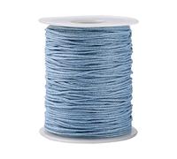 UR URLIFEHALL Cuerda de hilo de algodón encerado azul de acero claro de calidad de 90 m x 1 mm, cuerda artesanal para hacer joyas