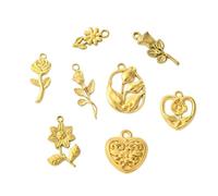 UR URLIFEHALL Dijes de metal dorado con diferentes formas de temas, colgantes colgantes para hacer joyas, llaveros, manualidades y aretes