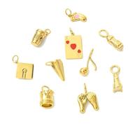 UR URLIFEHALL Dijes de metal dorado con diferentes formas de temas, colgantes colgantes para hacer joyas, llaveros, manualidades y aretes