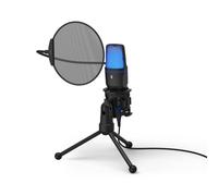 uRage Micrófono Stream 410 HD para Streaming, Juegos, Podcast, grabación de música, Incluye protección Pop y trípode, USB, Color Negro