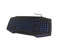 uRage Teclado Gaming Retroiluminado (Teclado Gamer Silencioso, Retroiluminación 7 Colores, Anti-Ghosting, Win-Lock, Azerty, Cableado, Reposapiés, 4 Teclas Macro, 12 Teclas Funciones Directas) Negro