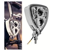 URAGER Faros Delanteros Faro LED Universal Para Motocicleta Luz Delantera Mejorada Haz Alto Y Bajo Luz Triangular Montaje Inferior Para Chopper Para Bobber Faro Delantero(Cromo)