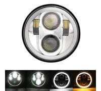 URAGER Faros Delanteros Ojos Ángel Halo Negros 5,75 Pulgadas Para Sportster 1200 883 Para Street 500 750 5-3/4 "proyector Faros Led Para Motocicleta Faro Delantero(40w silver a)