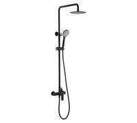 Columna moderna de ducha con una grifería monomando de color negro mate Ural de Imex - Negro / Latón / Imex