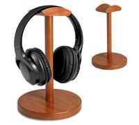 URANT Soporte para auriculares de madera de nogal con base de almacenamiento, adecuado para soportes universales de escritorio para auriculares de juegos, compatible con Bose, Sony, Sennheiser, Jabra