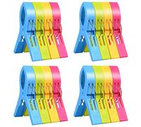 URAQT 16 Pcs Grandes Playa Toalla Clips de Plástico Fuerte, Durable Resistente, Pinza de la Ropa, Resistentes al Viento, Brillante Color para Ropa Pesada y Lavarse