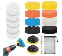 URAQT 17 Pcs Esponja Pulir Coche, 80mm Kit Pulido Coches con M10 Adaptador, Almohadillas de Pulido de Lana, Pulimento Coche Esponja de Pulido, Kit de Aplicador de Esponjas, para Cncerar Pulir Coches