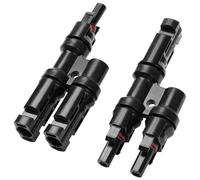 URAQT 2 Conectores de Rama, 1 Par Macho/Hembra 2 a 1 Cable Fotovoltaico, Impermeable Conector Solar de Vías Tipo T, Conectores de Rama Solar para Conexión Paralela