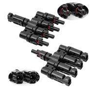 URAQT 2 Conectores de Rama, 1 Par Macho/Hembra 4 a 1 Cable Fotovoltaico, Impermeable Conector Solar de Vías Tipo T, Conectores de Rama Solar para Conexión Paralela
