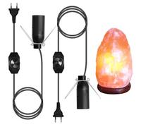 URAQT 2 Piezas Cable para lámpara de sal con enchufe europeo e interruptor, max. 15w, AC 220-240V, Portalámparas E14 de 1,5 m para lámpara de sal Lámpara de Lámpara de Pie, Colgante (Negro)