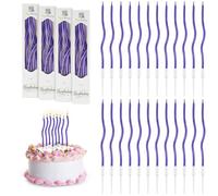 URAQT 24 Velas de Cumpleaños en Espiral, Velas de Cumpleaños en Espiral en Soportes, Velas Metálicas Largas y Delgadas Para Cupcakes Para Cumpleaños, Bodas, Decoración de Fiestas(Azul oscuro)