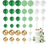 URAQT 36 Piezas de Bolas para decoración de Tartas, Mini Globos de decoración, Adornos de Bolas para Pasteles, palitos de Tartas para Bodas, Fiestas, cumpleaños (Verde, Verde Oscuro, Dorado, Blanco)