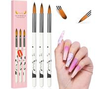 URAQT 3Pcs Set de Nail Art Cepillo, Pinceles para Uñas, Profesional Nail Acrilicas para Art Cepillo, Moda Manicura de Pinceles para Uso Diseñol y Bricolaje (Blanco)