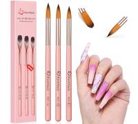 URAQT 3Pcs Set de Nail Art Cepillo, Pinceles para Uñas, Profesional Nail Acrilicas para Art Cepillo, Moda Manicura de Pinceles para Uso Diseñol y Bricolaje (Oro rosa)