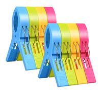 URAQT 8 pcs Grandes Playa Toalla Clips Pinzas de Plástico Fuerte, Durable Resistente Pinza de la Ropa, Resistentes al Viento, Brillante Color Clips para la Ropa Pesada y el Lavarse
