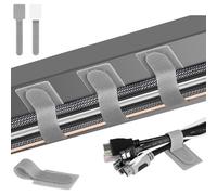 URAQT Abrazadera para cables, correa para cables, soporte para cables, soporte para cables ajustable, cinta de doble cara, organización de mesa, almacenamiento, 15 * 3,5 cm, 24 piezas (gris)