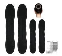 URAQT Accesorios de Peinado, 4 Pcs Gomas Moño con 10 Horquillas en Forma de U, Donut Moño De Pelo para Bailarines Niñas y Mujeres, Peinado DIY, Negro