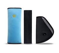 URAQT Almohadillas para Cinturón de Seguridad, 3PCS Almohadillas Protectores de Coche Hombro, Auto Almohada para Cinturón de Seguridad Soporte de la Cabeza Proteja Hombro (Azul + Negro)