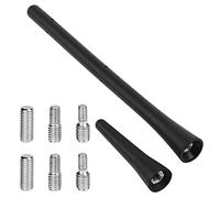 URAQT Antena de Coche, 6.5cm+18.5cm Antena de Coche, 2pcs Antenas Coche Atornillables Negras, Potente Recepción FM/Am/Dab con Adaptador de 4 mm, 5 mm y 6 mm, para Coches, SUV, Camiones, Furgonetas