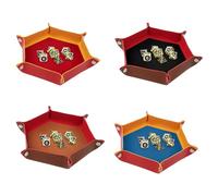 URAQT Bandeja de Dados de Doble Cara, 4 Piezas de PU Y Tablero de Dados de Terciopelo, Bandeja de Dados Hexagonal Plegable, para Juegos de Mazmorras Y Dragones D&D RPG Dice Y Otros Juegos de Mesa