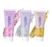 URAQT Body Glitter Gel, 3pcs Purpurina Cara para Maquillaje Festival, Gel Chunky Glitter Corporal para Purpurina Maquillaje, Brillantes para la Cara, Cabello y Cuerpo para Halloween