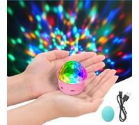 URAQT Bola de Discoteca, 1PCS RGB Mini Luces Discoteca, 4 Colores Luces Fiesta Discoteca Activadas por Sonido, ILuces Bola de Discoteca Recargable para Casa, Bar, Bodas y Interiores Coche (Rosa)