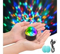 URAQT Bola de Discoteca, 1PCS RGB Mini Luces Discoteca, 4 Colores Luces Fiesta Discoteca Activadas por Sonido, ILuces Bola de Discoteca Recargable para Casa, Bar, Bodas y Interiores Coche (Negro)