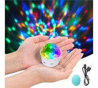 URAQT Bola de Discoteca, 1PCS RGB Mini Luces Discoteca, 4 Colores Luces Fiesta Discoteca Activadas por Sonido, ILuces Bola de Discoteca Recargable para Casa, Bar, Bodas y Interiores Coche (Blanco)