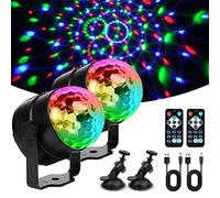 URAQT Bola de Discoteca, 2PCS 7 Colores RGB Luces Discoteca con Sonido Activado Y Control Remoto, 360 ° Rotación Bola Discoteca, 3Modos (Música/Automático/Flash) para KTV Navidad Fiesta Boda Bar