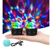 URAQT Bola de Discoteca, 2PCS RGB Mini Luces Discoteca, 4 Colores Luces Fiesta Discoteca Activadas por Sonido, ILuces Bola de Discoteca Recargable para Casa, Bar, Bodas y Interiores Coche (Negro)