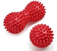 URAQT Bolas Masaje, 2 Piezas Pelota Masaje Muscular con Pinchos, Massage Balls, Masajeador de Pies y Manos para Aliviar Fascitis Plantar, Fisioterapia Cervicales, Liberación Miofascial (Rojo)