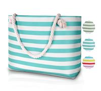 URAQT Bolsa Playa Grande Familiar,60 * 38 * 19 cm Bolsa de playa con Impermeable Grande,Plegable Bolso Playa Mujer con Cremallera, Bolsas de Playa para Playas,Vacaciones, Picnics y Campamentos.(Azul)