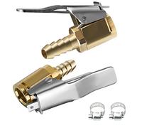 URAQT Boquilla Inflador Neumaticos, 2 Piezas Abrazaderas de Aire para Vástago de Válvula de Coche, Conector de Válvula Inflado Latón, Adaptador de boquilla roscada para neumáticos de automóviles 8mm