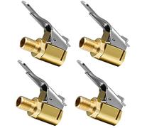 URAQT Boquilla Inflador Neumaticos,Paquete de 4 Abrazaderas de Aire para Vástago de Válvula de Coche, Conector de Válvula Inflado Latón, Adaptador de Boquilla roscada para neumáticos de automóviles