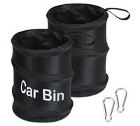 URAQT Bote de Basura para Coche, 2Pcs Plegable Papelera para Auto, Caja de Almacenamiento Colgante Impermeable Portátil 100% a Prueba de Fugas, Contenedor de Basura Pequeño, Negro
