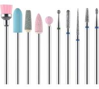 URAQT Broca Manicura, 10 Piezas Fresas para Torno Manicura, Torno para Las Uñas Pulidor de Uñas Taladro de Uñas Set, para Pulir Uñas de Gel Acrílico