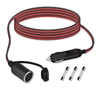 URAQT Cable de Extensión de Coche 2M 12-24 V Cable Alargador Mechero Coche, 15 A Encendedor de Cigarrillos Plug, Alargadores Enchufes con 2 Fusibles,para Encendedor de Cigarrillos de Coche