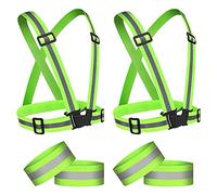 URAQT Chalecos Reflectantes, 2 Packs Chaleco de Seguridad Reflectante, Chaleco Reflectante Alta Visibilidad Elástica Ajustable, para Correr, Andar en Bicicleta, Hacer Deportes en Exterior