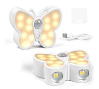 URAQT Children's Night Light,2 Pieces Night Light with Motion Sensor,3 Brightness Levels,3 COLOR Modes for Hallway,Children's Room,Stairs,Wardrobe,Bedroom, Living Room(Butterfly)