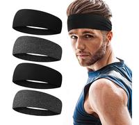 URAQT Cinta Pelo Deporte, 4pcs Diadema Deportiva Elástica Durable, Cinta Sudor Cabeza Entrenamiento, Diadema para Yoga, Fitness, Correr, Ciclismo, Gimnasia, Atletismo