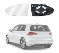 URAQT Compatible con VW Golf MK7 2013-2020, espejo retrovisor izquierdo con calefacción, espejo retrovisor convexo transparente para el lado del pasajero, calefactado asférico con placa de soporte