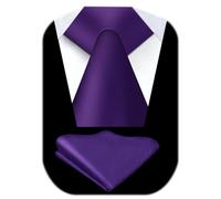 URAQT Conjuntos de Corbatas de Hombre, 2 Pcs Corbata y Pañuelo de Bolsillo, 8CM Atar y 23*23CM Cuadrada de Bolsillo, Formal Ropa Accesorios Regalo Hombre para Bodas, Fiesta, Business (Morado Oscuro)