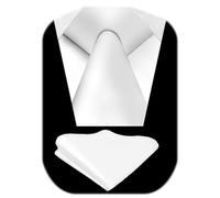URAQT Conjuntos de Corbatas de Hombre, 2 Pcs Corbata y Pañuelo de Bolsillo, 8CM Atar y 23*23CM Cuadrada de Bolsillo, Formal Ropa Accesorios Regalo Hombre para Bodas, Fiesta, Business Negocios (Blanco)