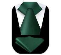 URAQT Conjuntos de Corbatas de Hombre, 2 Pcs Corbata y Pañuelo de Bolsillo, 8CM Atar y 23 * 23CM Cuadrada de Bolsillo, Formal Ropa Accesorios Regalo Hombre para Bodas, Fiesta, Business (Verde Oscuro)