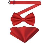 URAQT Conjuntos de Pajaritas Hombre, 2Pcs Pajarita Ajustable y Pañuelo de Bolsillo, Corbata de Moño y 23*23CM Cuadrada de Bolsillo, Ropa Accesorios Regalo para Bodas, Fiesta, Negocios (Rojo Brillante)