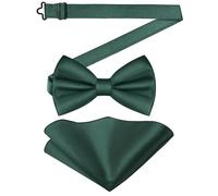 URAQT Conjuntos de Pajaritas Hombre, Pajarita Ajustable y Pañuelo de Bolsillo 2 en 1, Corbata de Moño y 23*23CM Cuadrada de Bolsillo, Ropa Accesorios Regalo Hombre para Bodas, Fiesta, Negocios (Verde)