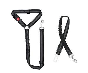 URAQT Correas para Perros, 2 Piezas Correa Perro Adiestramiento Ajustable, Correas Antitirones para Perros Manos Libres para Perros Grandes y Medianos, Correas Nylon Resistente, Negra